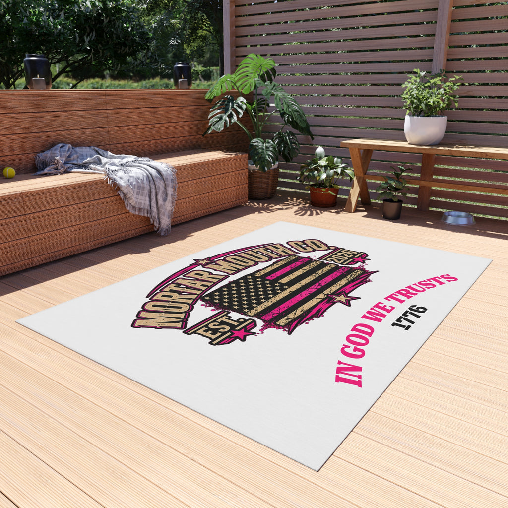 Patriotic Outdoor Rug - "Mortar Mouth Co." American Flag "In God We Trust 1776" Doormat "GIRL POWER" BECAUSE YOU'RE MADE DIFFERENT.