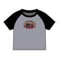 Women's Raglan Tee — Mortar Mouth Co. Pinup Skull Graphic ("Tradesmen Always Get The Tail")