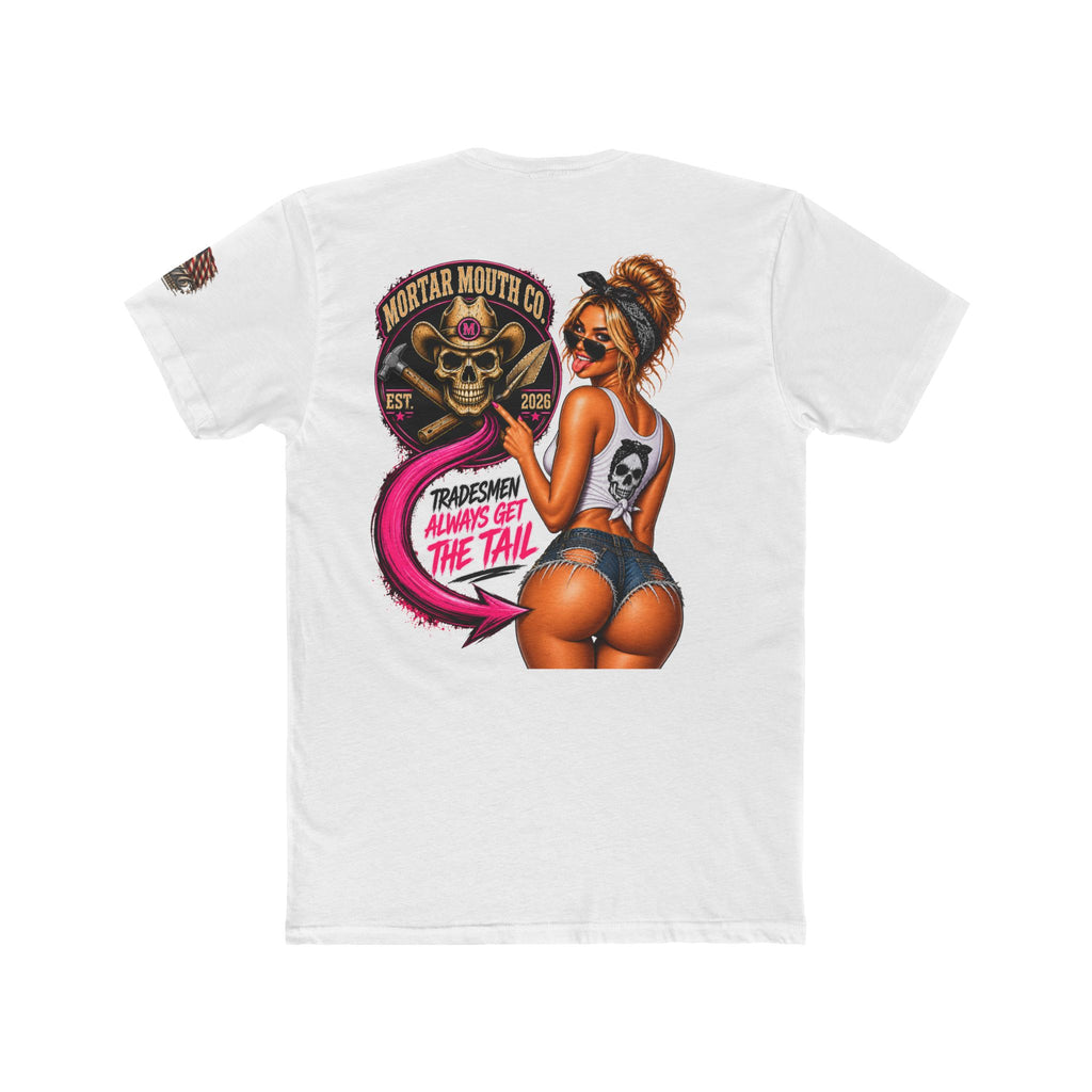 Tradesman always getting in trouble. Corny and funny Crew Tee