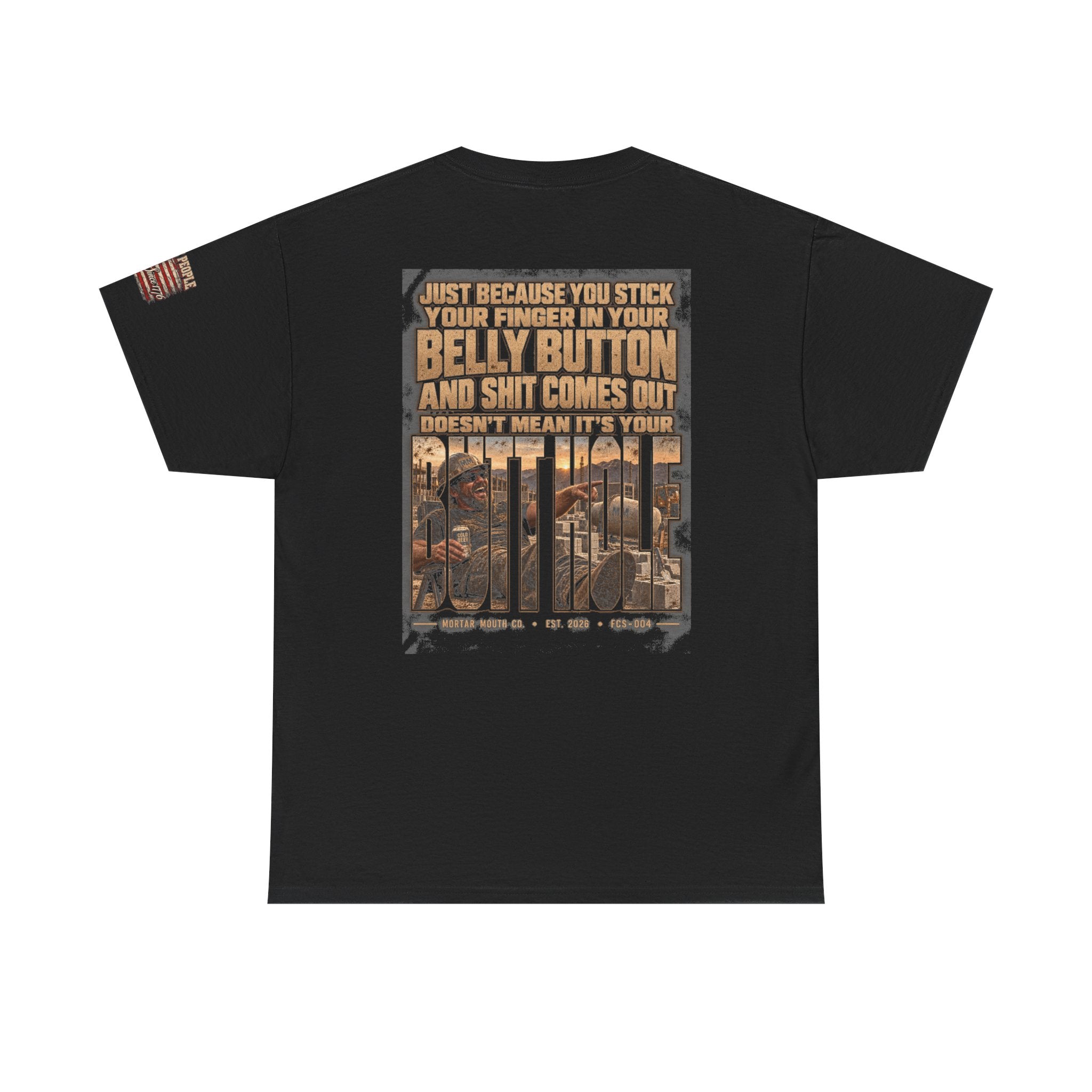 Funny Belly Button Finger Point Construction Shirt — Mason, Concrete, Labor Graphic Tee