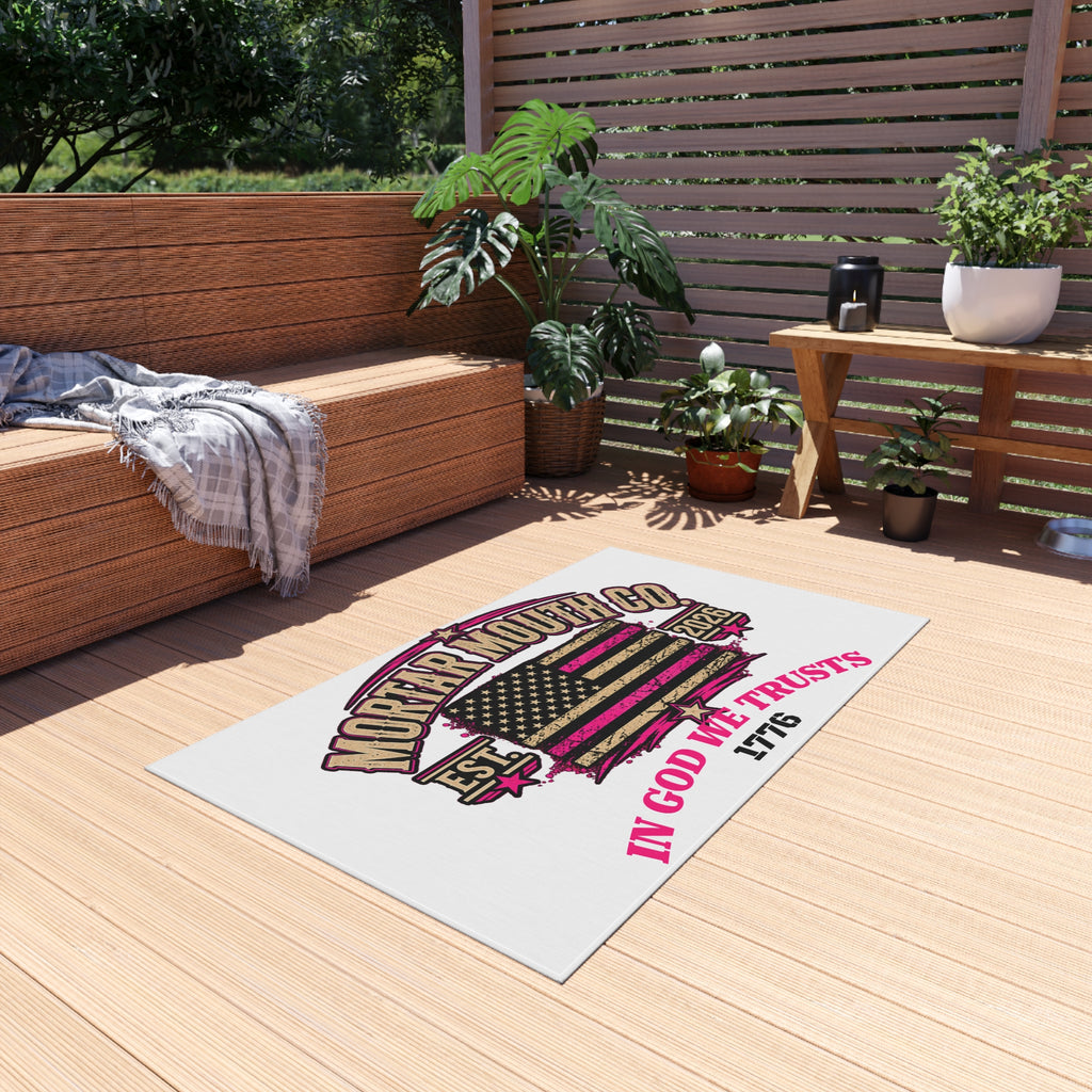 Patriotic Outdoor Rug - "Mortar Mouth Co." American Flag "In God We Trust 1776" Doormat "GIRL POWER" BECAUSE YOU'RE MADE DIFFERENT.