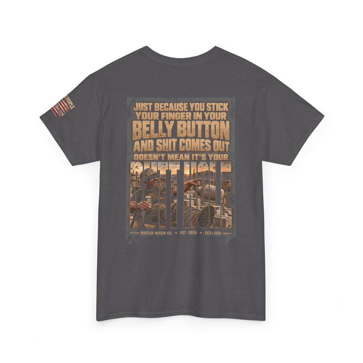 Funny Belly Button Finger Point Construction Shirt — Mason, Concrete, Labor Graphic Tee