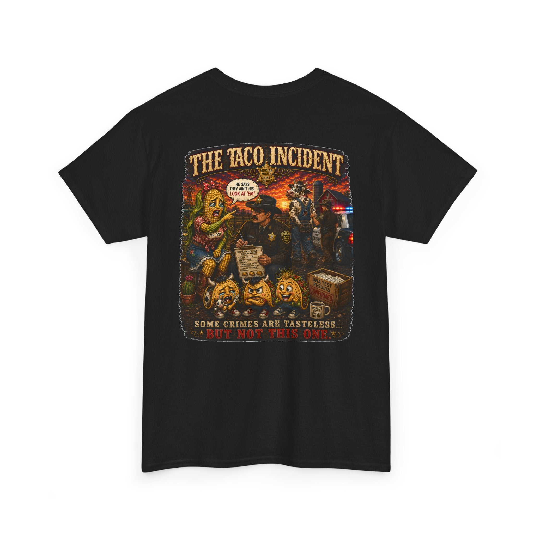 The Taco Incident | Funny Cow & Corn Graphic Tee | Mortar Mouth Co.