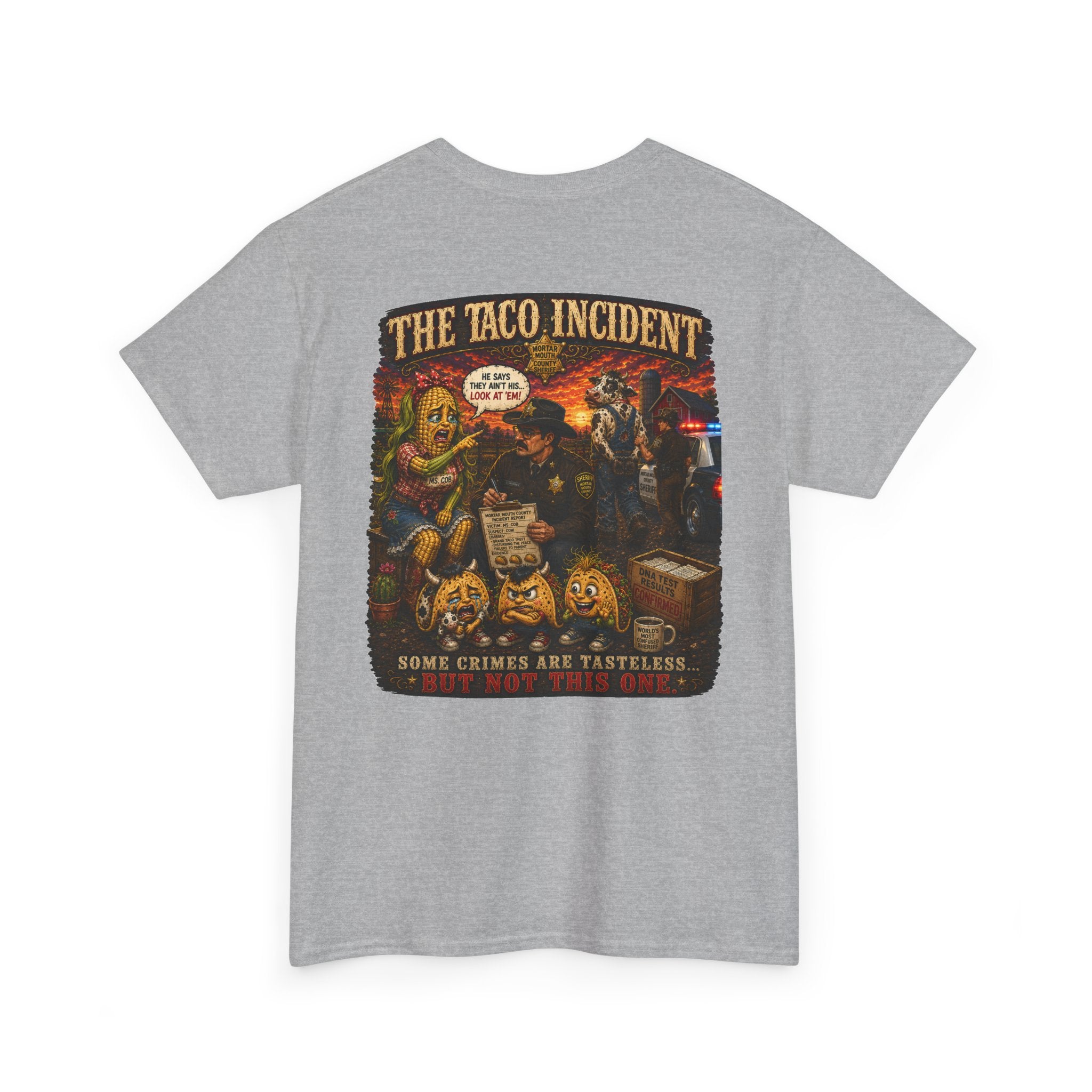 The Taco Incident | Funny Cow & Corn Graphic Tee | Mortar Mouth Co.
