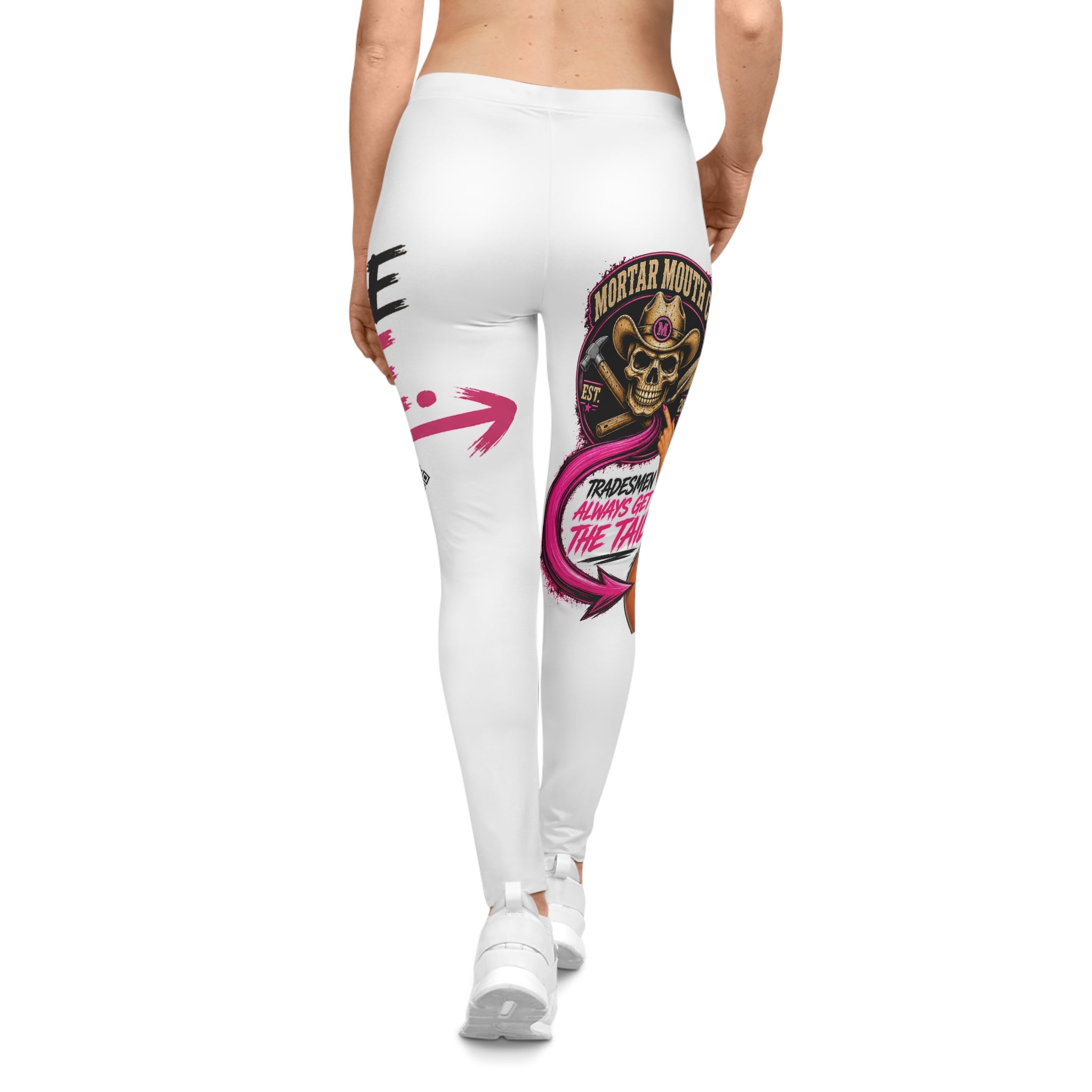 Graphic Women's Leggings — "Poke Me" Biker Pinup Design