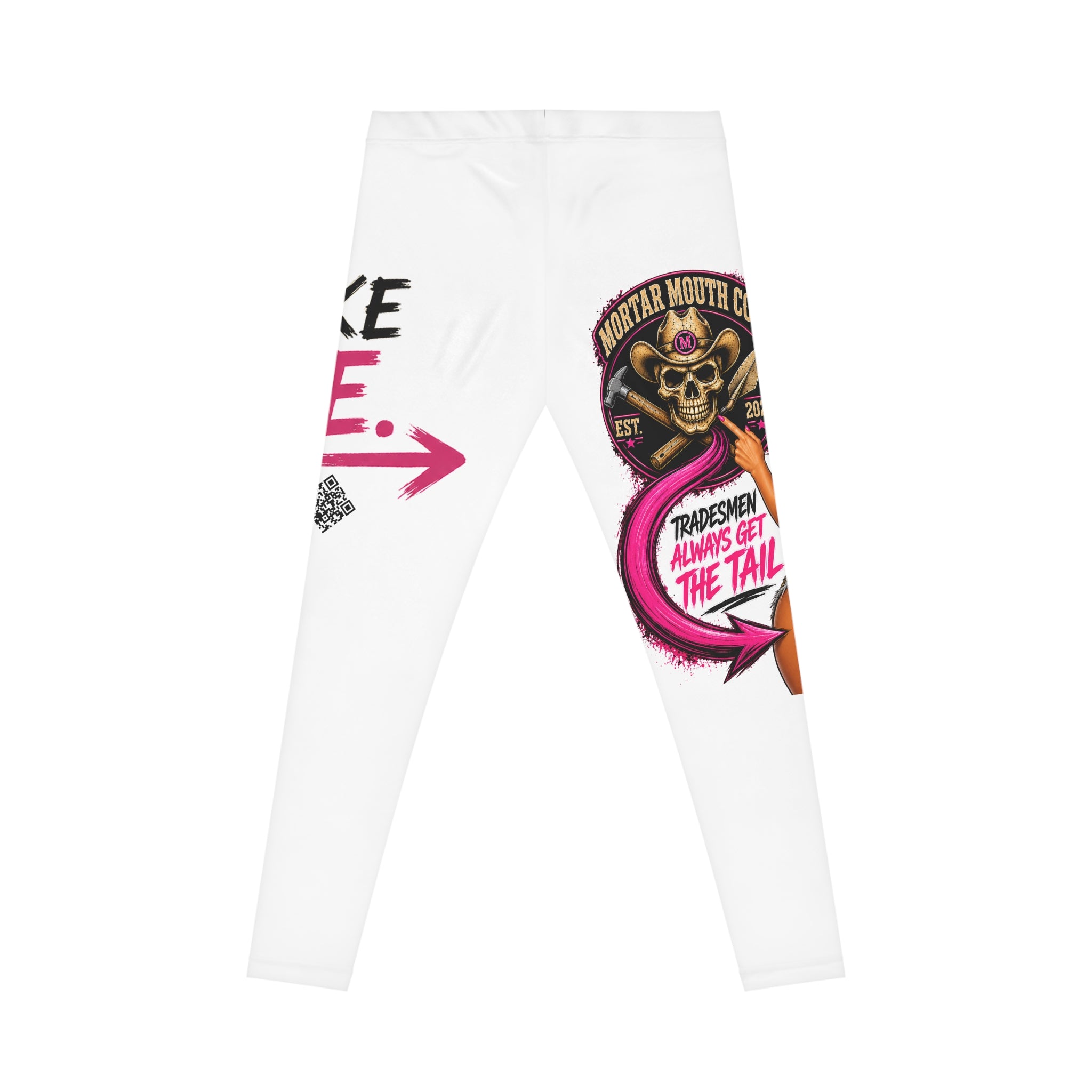 Graphic Women's Leggings — "Poke Me" Biker Pinup Design