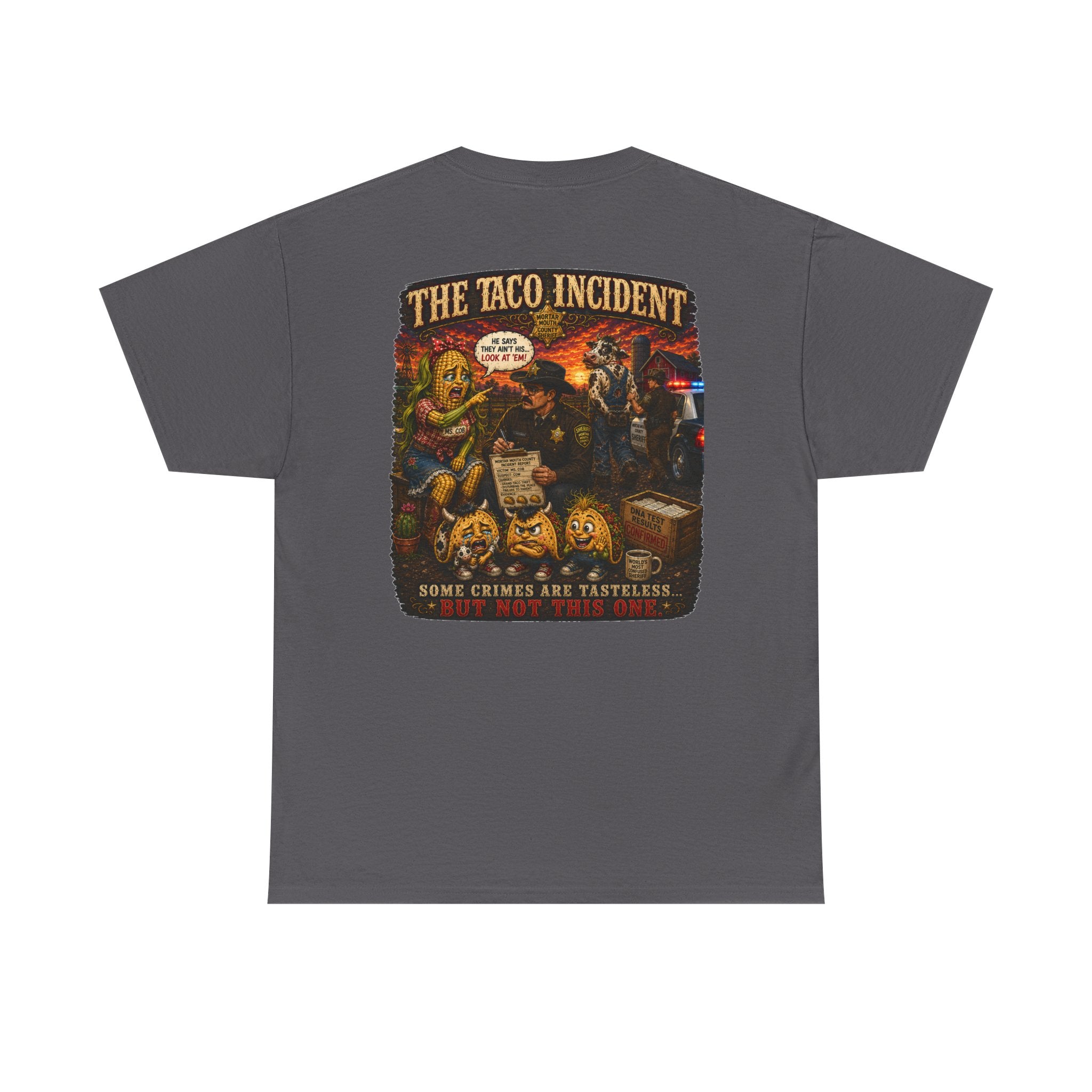 The Taco Incident | Funny Cow & Corn Graphic Tee | Mortar Mouth Co.