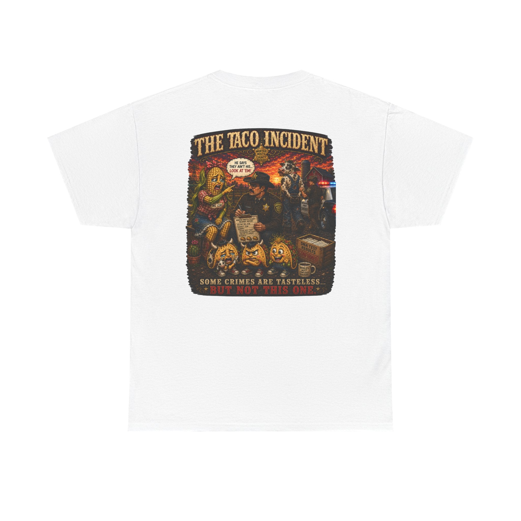 The Taco Incident | Funny Cow & Corn Graphic Tee | Mortar Mouth Co.